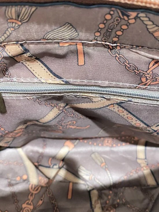 Anne Klein Cognac Satchel - Includes 2 Straps! Monogram & Matching Leather - Picture 13 of 14